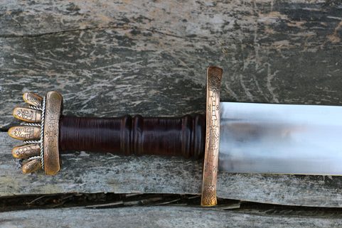 GORM, VIKING SWORD PETERSEN TYPE O, BRONZE, SILVER WIRE