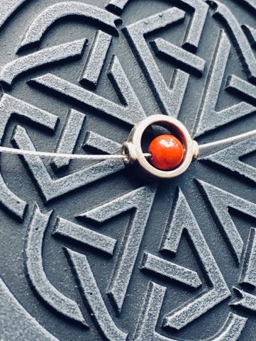 SOLAR, MINIMALISTIC SILVER PENDANT WITH CORAL