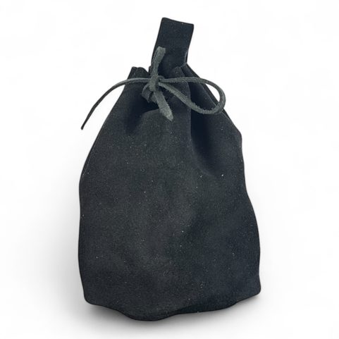 LARGE LEATHER POUCH, BLACK