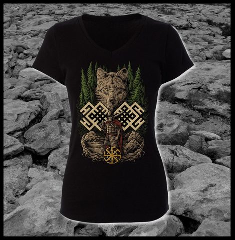 WOLFSKRIEGER, SLAWISCHES DAMEN-T-SHIRT, FARBIG