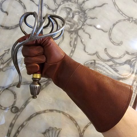 GANTS D'ESCRIME EN CUIR COGNAC