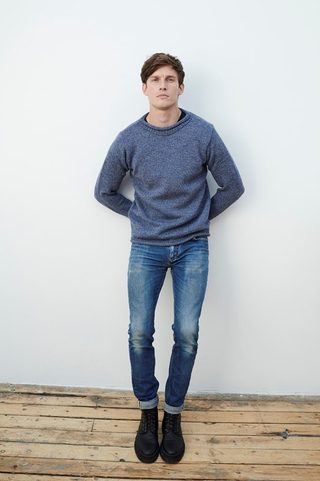 IRISH MERINO ROLL NECK SWEATER, WOOL, ARAN