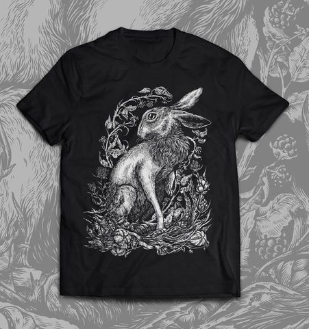 HASE, HERREN-T-SHIRT SCHWARZ, DRUIDEN-KOLLEKTION