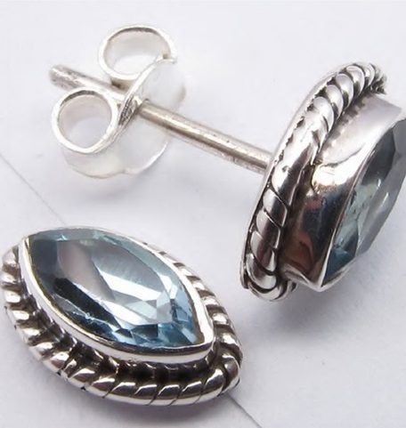 DINA, BOUCLES D'OREILLES EN ARGENT, TOPAZE BLEUE, AG 925/1000