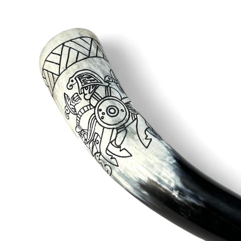 HUGINN AND MUNINN, VENDEL DRINKING HORN