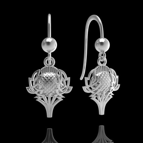 SCOTTISH THISTLE, SILVER EARRINGS, AG 925
