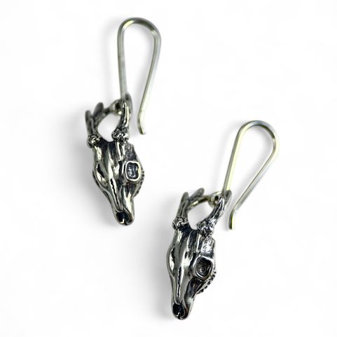 CERF - CRÂNE, BOUCLES D'OREILLES ARGENT