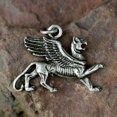 SCYTHIAN GRIFFIN, PENDANT, ZINC ANTIQUE SILVER