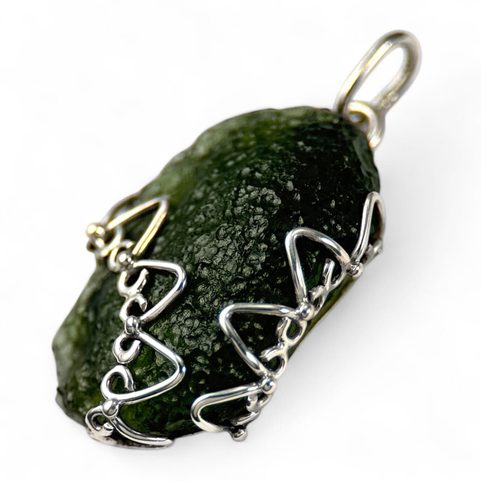 LADA, MOLDAVITE,PENDANT, SILVER 925/1000