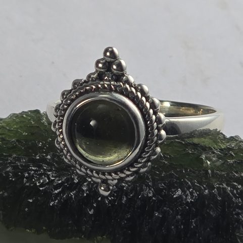ANTONIA, RING, CZECH MOLDAVITE, SILVER 925