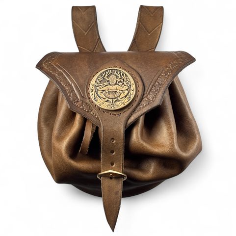 CERNUNNOS, LEATHER BAG BROWN, BRONZE