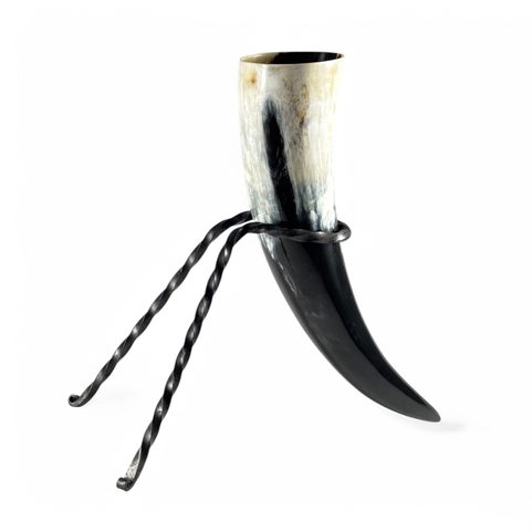 HAND FORGED TWISTED IRON HORN STAND