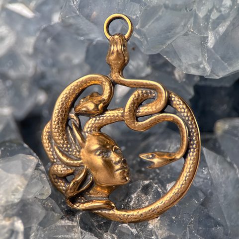 MEDUSA, ANTIQUE, BRONZE, PENDANT