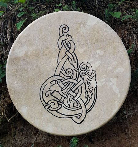 CELTIC WOLF, SHAMANIC FRAME DRUM