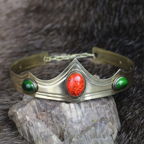 CARDIOLA - MEDIEVAL CROWN, BRASS AND GLASS