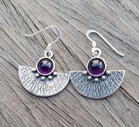 AZTEC, SILBER-OHRRINGE AG 925, AMETHYST