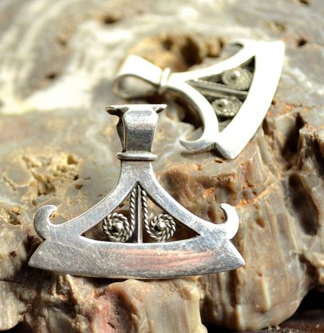 SILVER PERUN AXE, SLAVIC SYMBOL, PENDANT, AG 925