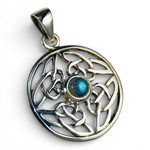 CERCLE CELTIQUE, LABRADORITE, PENDENTIF, ARGENT 925/1000