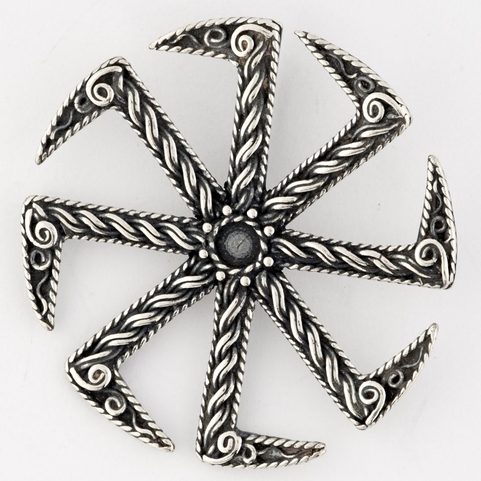KOLOVRAT, SLAWISCHES SYMBOL DER SONNE, ANHÄNGER, SILBER 925