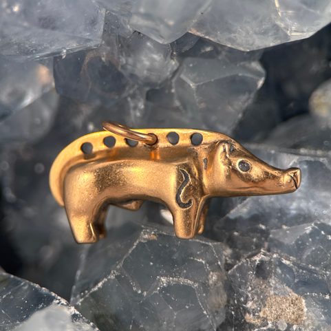 CELTIC BOAR, TABOR, BOHEMIA, BRONZE PENDANT, REPLICA