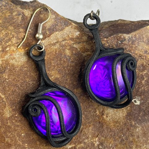 BOUCLES D'OREILLES EN VERRE VIOLET