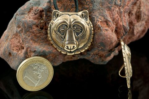 BÄR, KOPF, ANHÄNGER, BRONZE