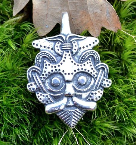 VIKING HEAD PENDANT, GNEZDOVO, SILVER 925