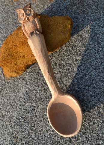 OWL, HAND CARVED SPOON