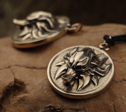 SLAVIC WOLF PENDANT, BRONZE