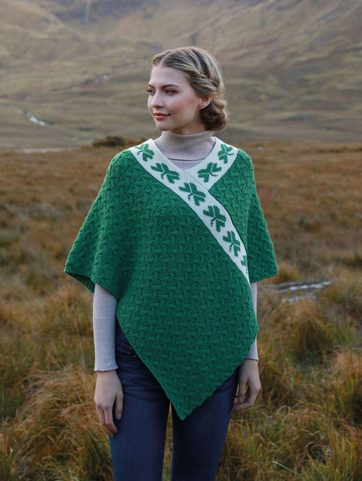 SHAMROCK, TRIANGLE PONCHO, GREEN