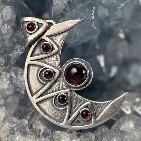 LUNA - PENDENTIF, GRENAT. ARGENT
