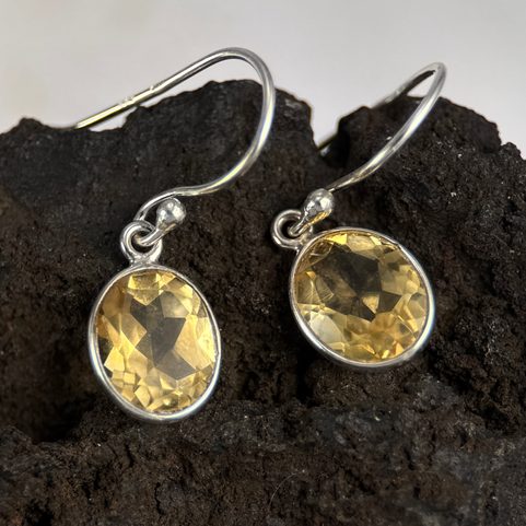HELIOS, SILVER EARRINGS, CITRINE, AG 925/1000
