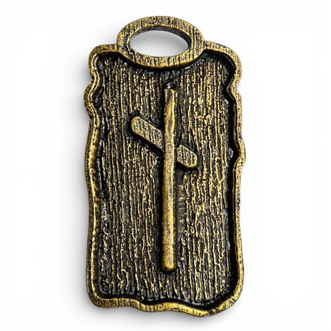 NAUTHIZ RUNE PENDANT ZINC ANT. BRASS