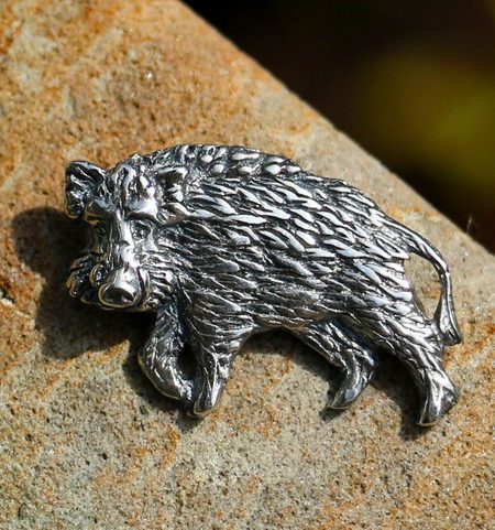WILD BOAR, STERLING SILVER PENDANT