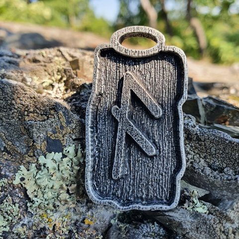 ANSUZ - RUNE PENDANT, ZINC