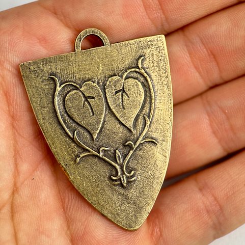 LORDS OF TALMBERK, MEDIEVAL SHIELD, PENDANT, OLD BRASS