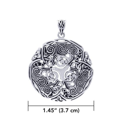 CELTIC WOLF CIRCLE, PENDANT, STERLING SILVER, 11 G