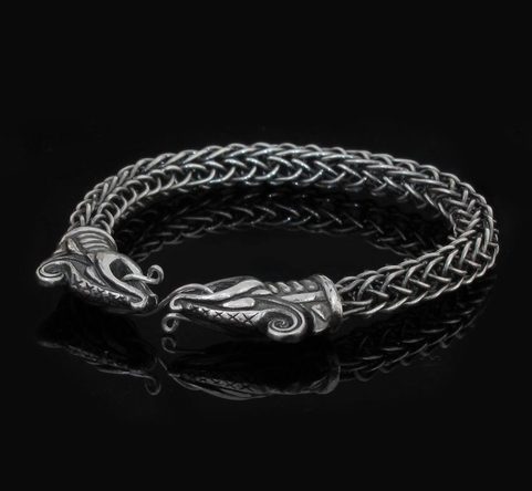 DREKI, VIKING DRAGON, STERLING SILVER BRACELET - VIKING KNIT