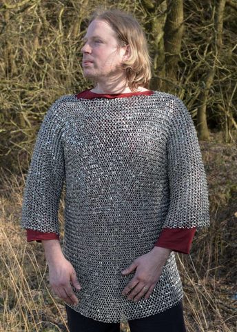 CHAINMAIL SHIRT HAUBERGEON, RIVETED, ZINC PLATED