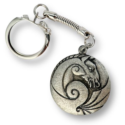 CELTIC HORSE KEYCHAIN, ZINC ANTIQUE SILVER