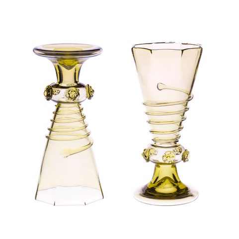 HISTORICAL GREEN GLASS GOBLET