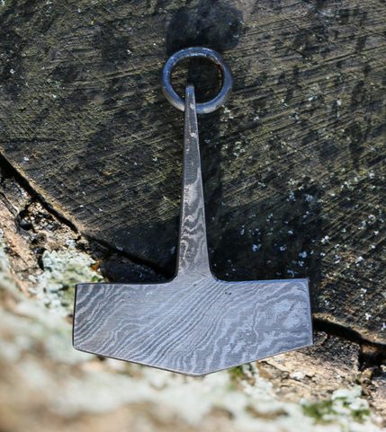 HEIMIR, THOR'S HAMMER, PENDANT, DAMASK STEEL