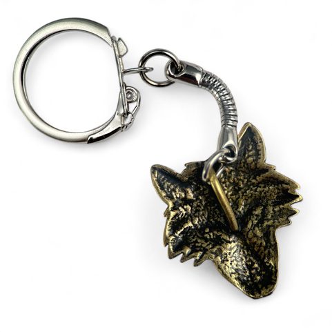VUK - WOLF, KEY RING, ZINC OLD BRASS