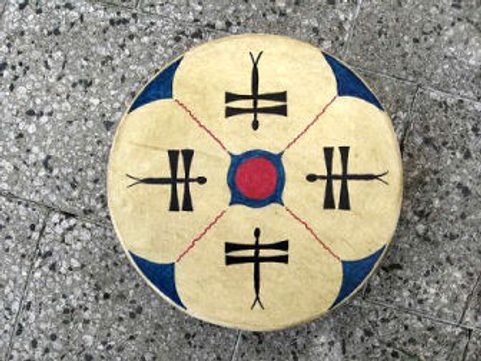 SHAMAN INDIAN DRUM, DRAGONFLIES 40 CM