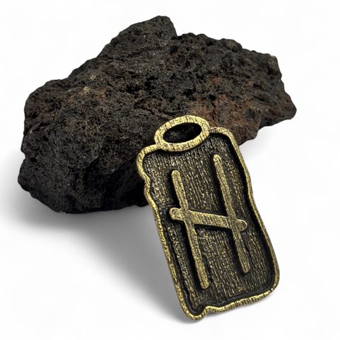 HAGALAZ RUNIC PENDANT ZINC ANT. BRASS