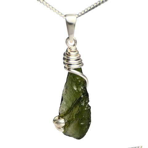 VIRGO, NECKLACE - MOLDAVITE, SILVER 925/1000