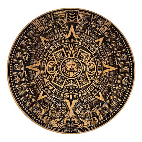 AZTEC CALENDAR, WOODEN WALL PICTURE 32CM