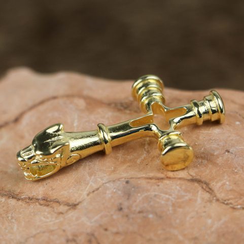 FENRIR, ICELANDIC WOLF CROSS, GOLD PLATED PENDANT