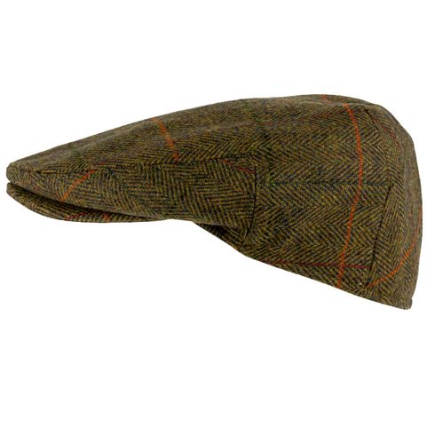 ENGLISH WOOL BLEND FLAT CAP TWEED BROWN