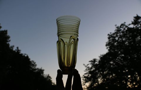 BIRKA, SET OF 2 VIKING GOBLETS, FOREST GLASS